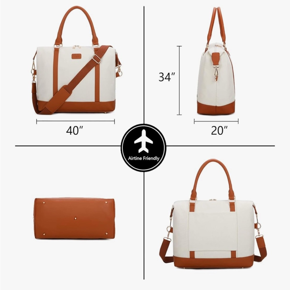Stylish White and Brown Travel Bag